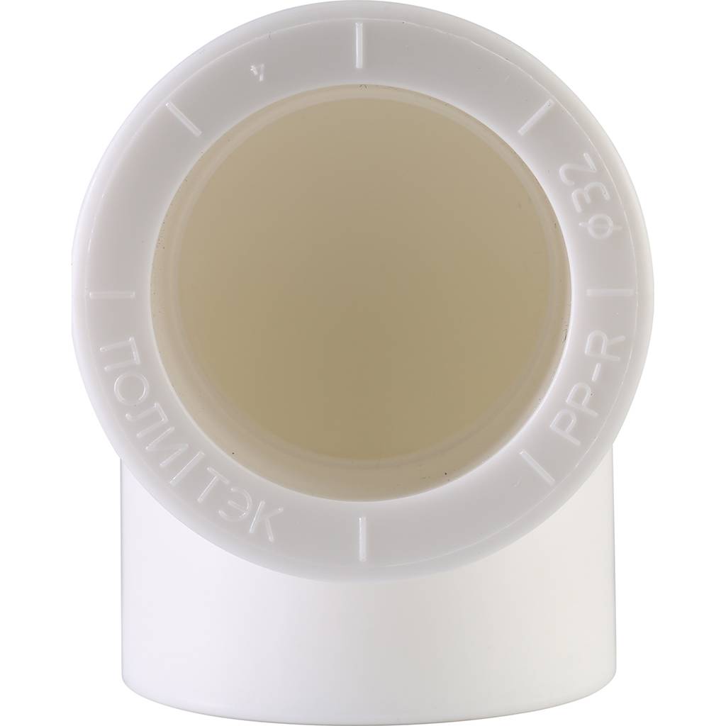 Угольник Политэк d=32 90* для полипропиленовых труб под сварку (цвет белый)