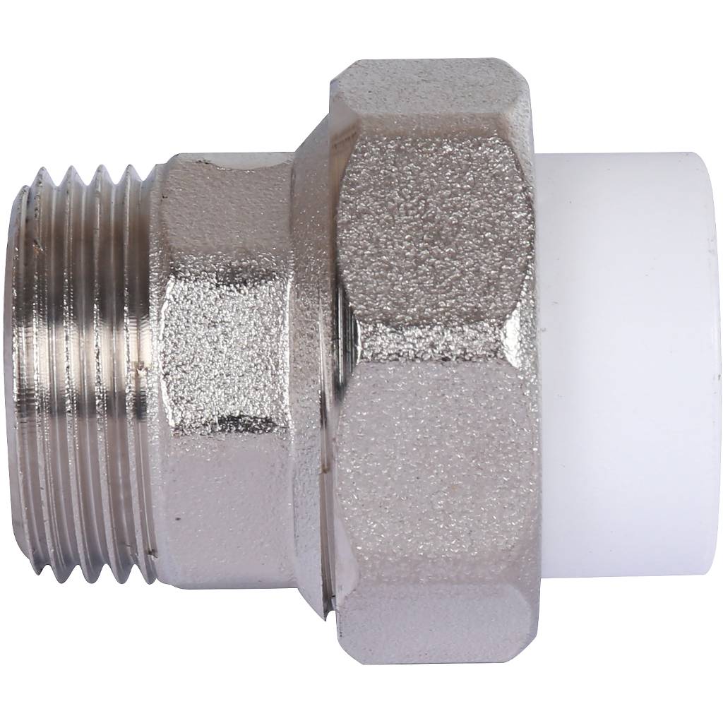 Муфта разъемная с наружной резьбой Политэк 20х3/4 для полипропиленовых труб под сварку (цвет белый), 9800002034