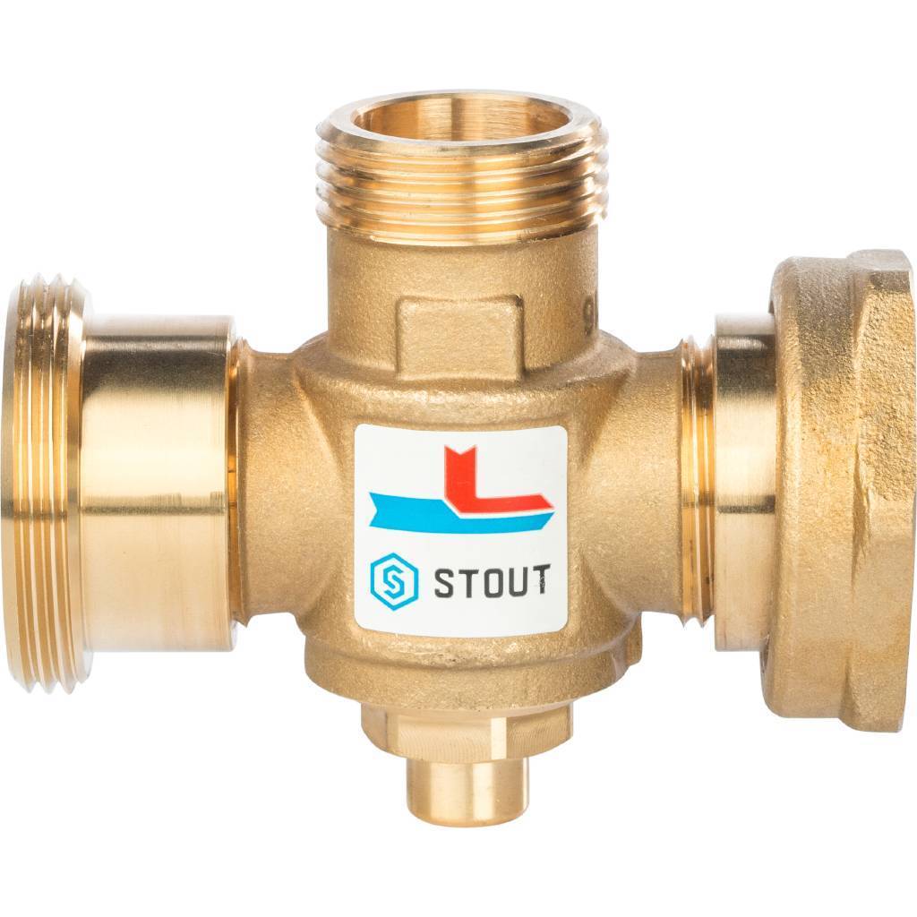 Термостатический смесительный клапан STOUT SVM-0050 G 1 1/2M-G 1 1/2F-G 1 M 60°С