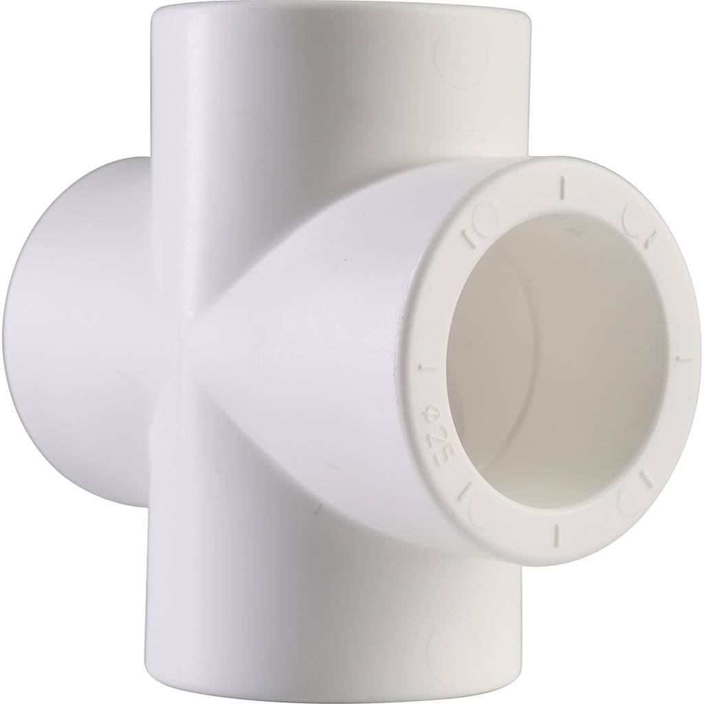 Крестовина Политэк d=25 для полипропиленовых труб под сварку (цвет белый), 9000002525