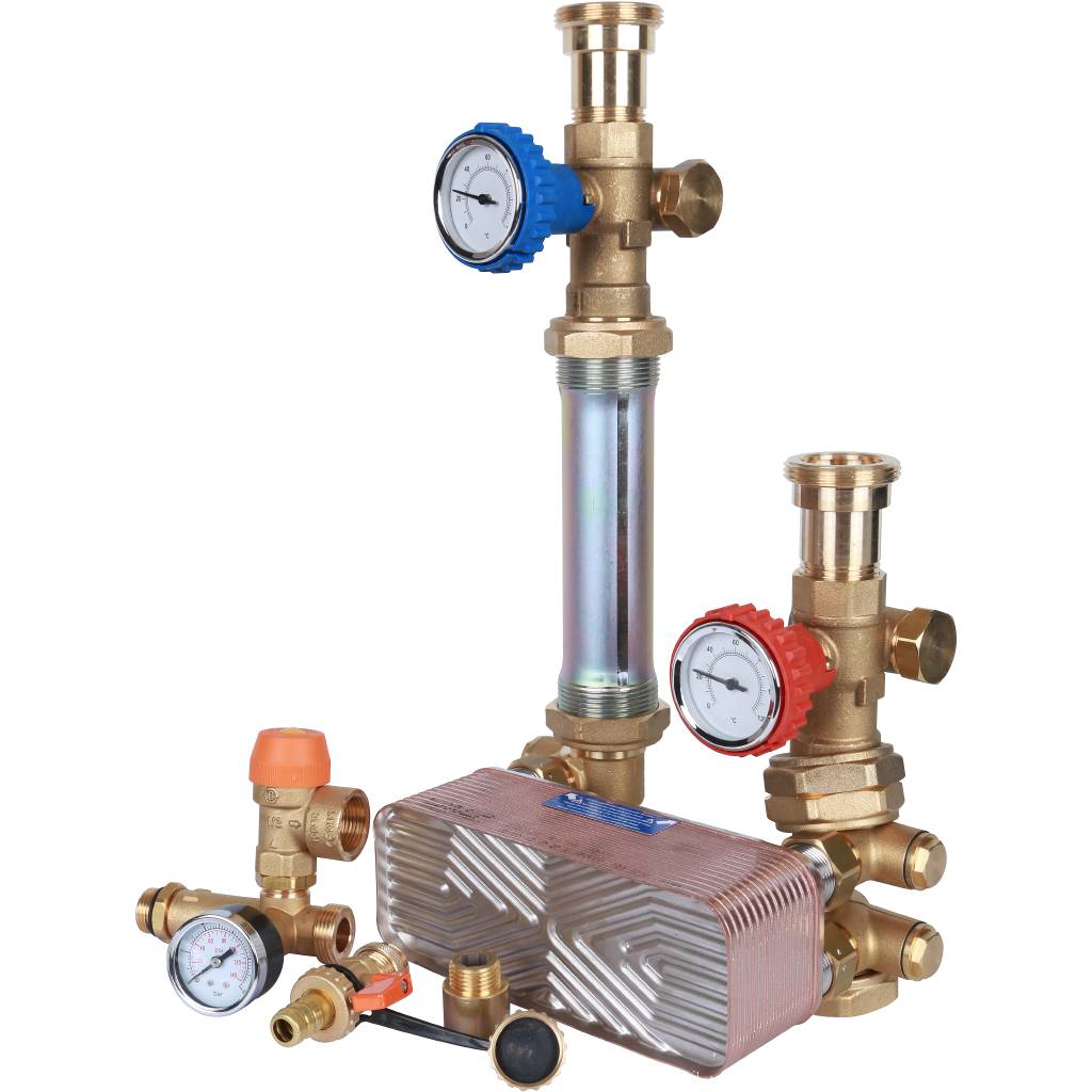 Насосная группа STOUT SDG-0038 с теплообменником 28 пластин, без насоса в теплоизоляции