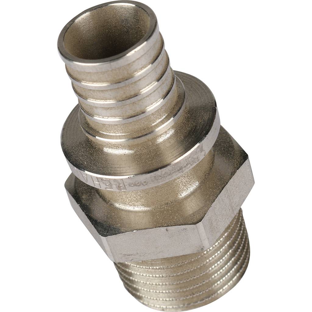 Переходник РЕХАУ RAUTITAN из нерж. стали с наружной резьбой 16 - R 1/2 для труб из сшит полиэтил аксиальный, 11377221001