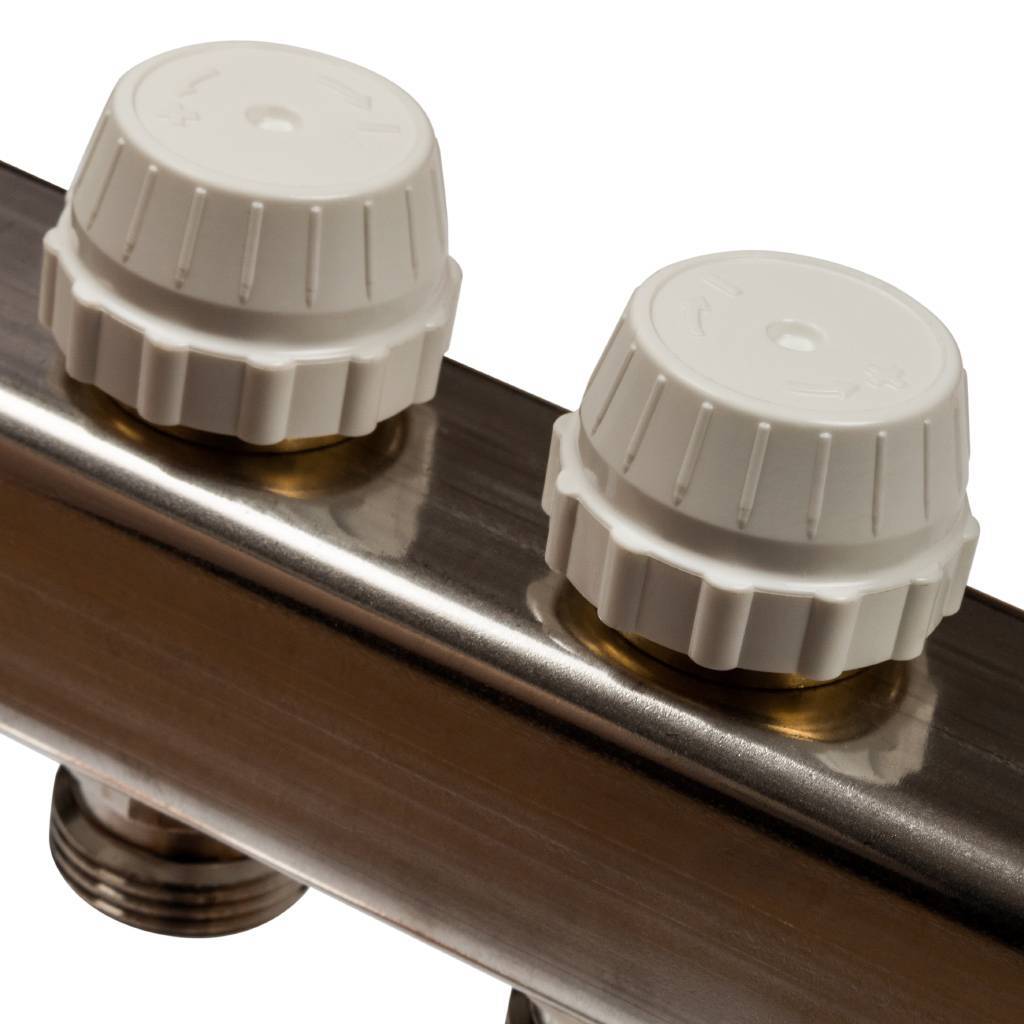 Коллектор из нержавеющей стали без расходомеров, с клапаном вып. воздуха и сливом STOUT 4 выхода, SMS-0932-000004