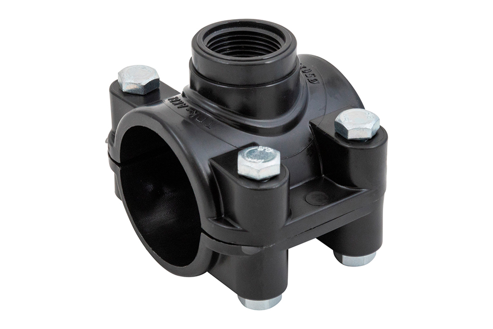 Седелка с внутренней резьбой для ПНД труб Политэк (крепление - болт) 50 - 3/4 ТПК-АКВА, 3000050034