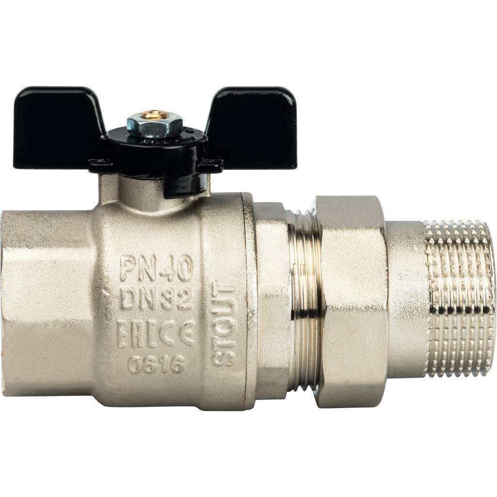 Кран шаровой STOUT полнопроходной, ВР/НР, ручка бабочка 1 1/4, американка, SVB-0007-000032