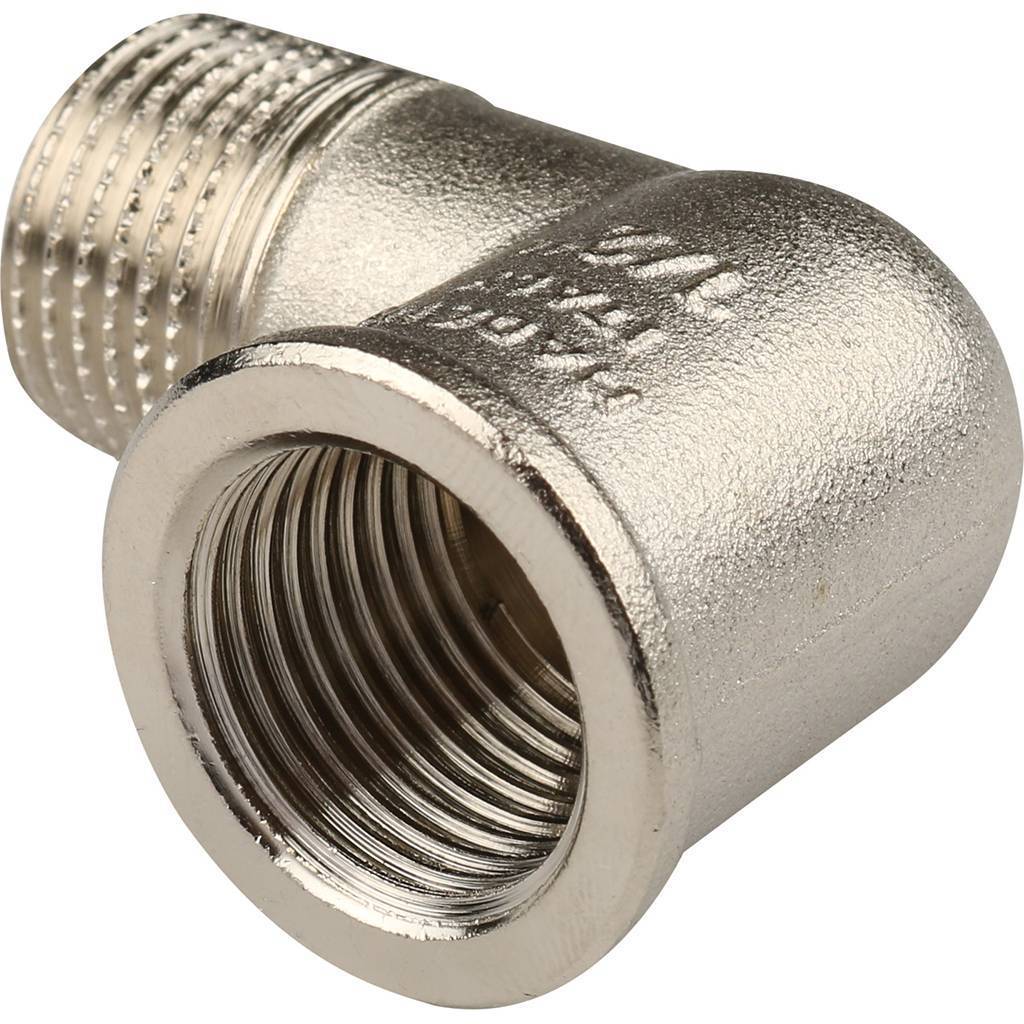 Угольник TIEMME НВ никелированный 1/2х1/2 для стальных труб резьбовой, 1500057