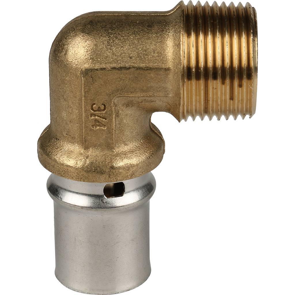 Угольник-переходник STOUT с наружной резьбой 3/4 х20 для металлопластиковых труб прессовой, SFP-0011-003420