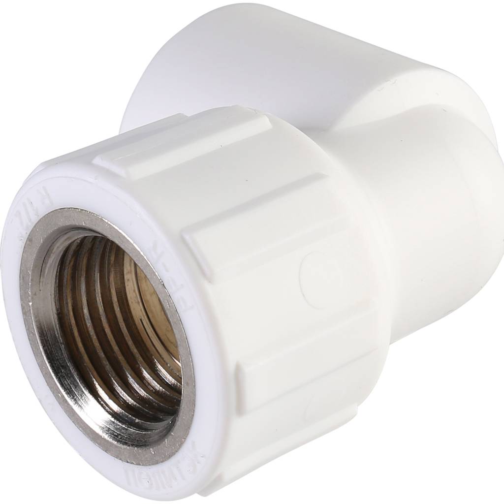 Угольник Политэк 20x1/2 с внутренней резьбой для полипропиленовых труб под сварку (цвет белый)