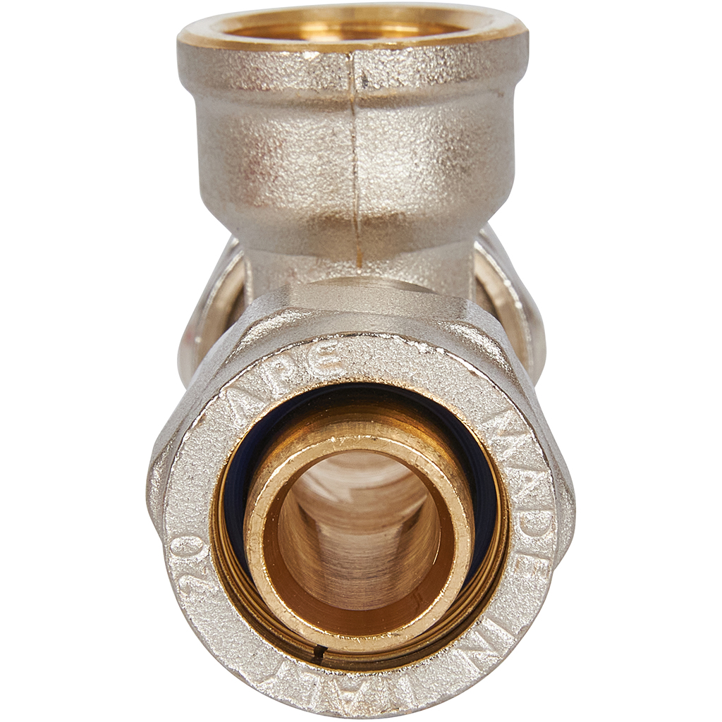 Тройник-переходник STOUT с внутренней резьбой 1/2 х20 для металлопластиковых труб винтовой, SFS-0012-001220