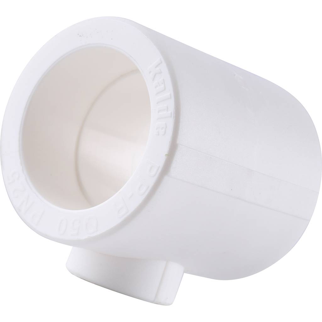 Тройник переходной Kalde 50x25x50 для полипропиленовых труб под сварку (цвет белый)