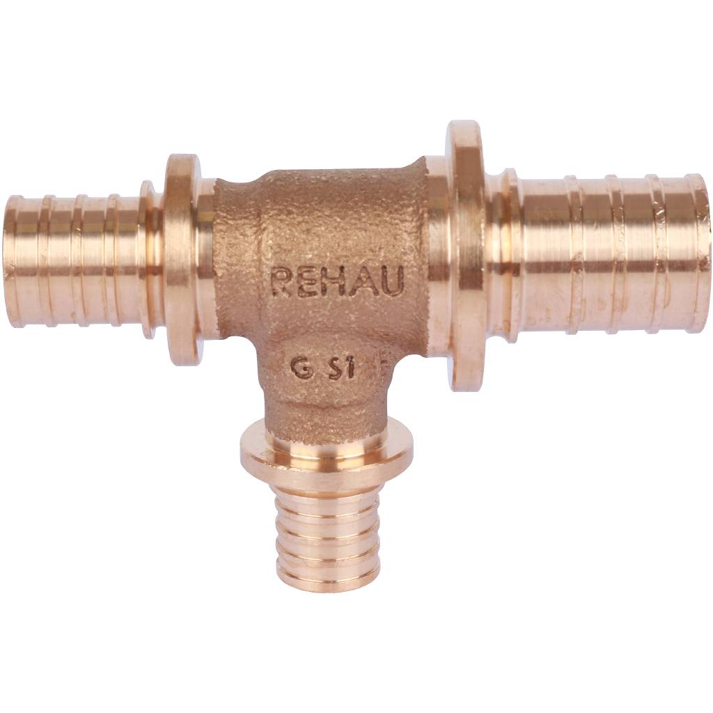 Тройник РЕХАУ RAUTITAN PLATINUM с уменьшенным боковым и торцевым проходами 25-16-20 RX для труб из сшитого полиэтилена аксиальный