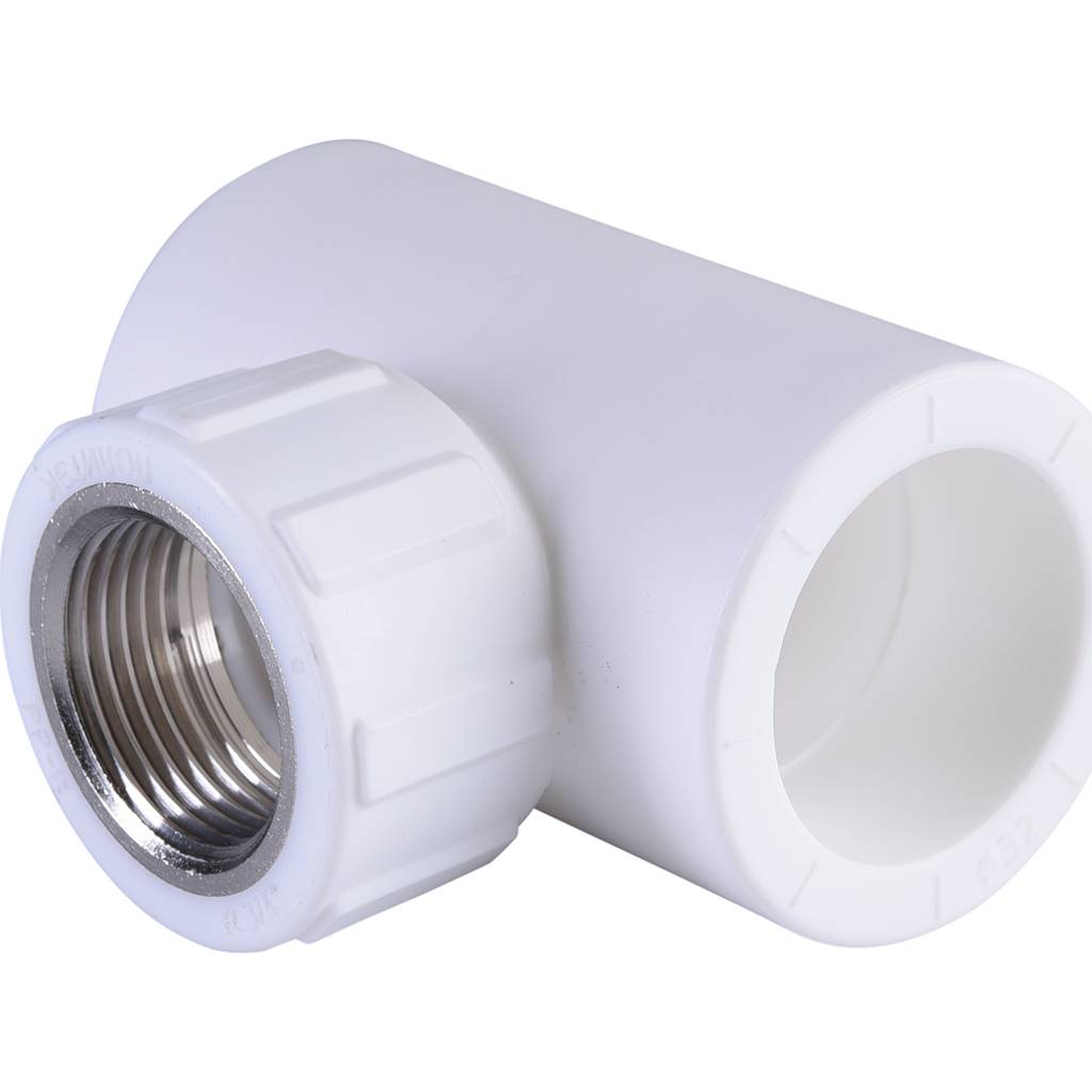 Тройник Политэк 32х3/4 с внутренней резьбой для полипропиленовых труб под сварку (цвет белый), 9500003234