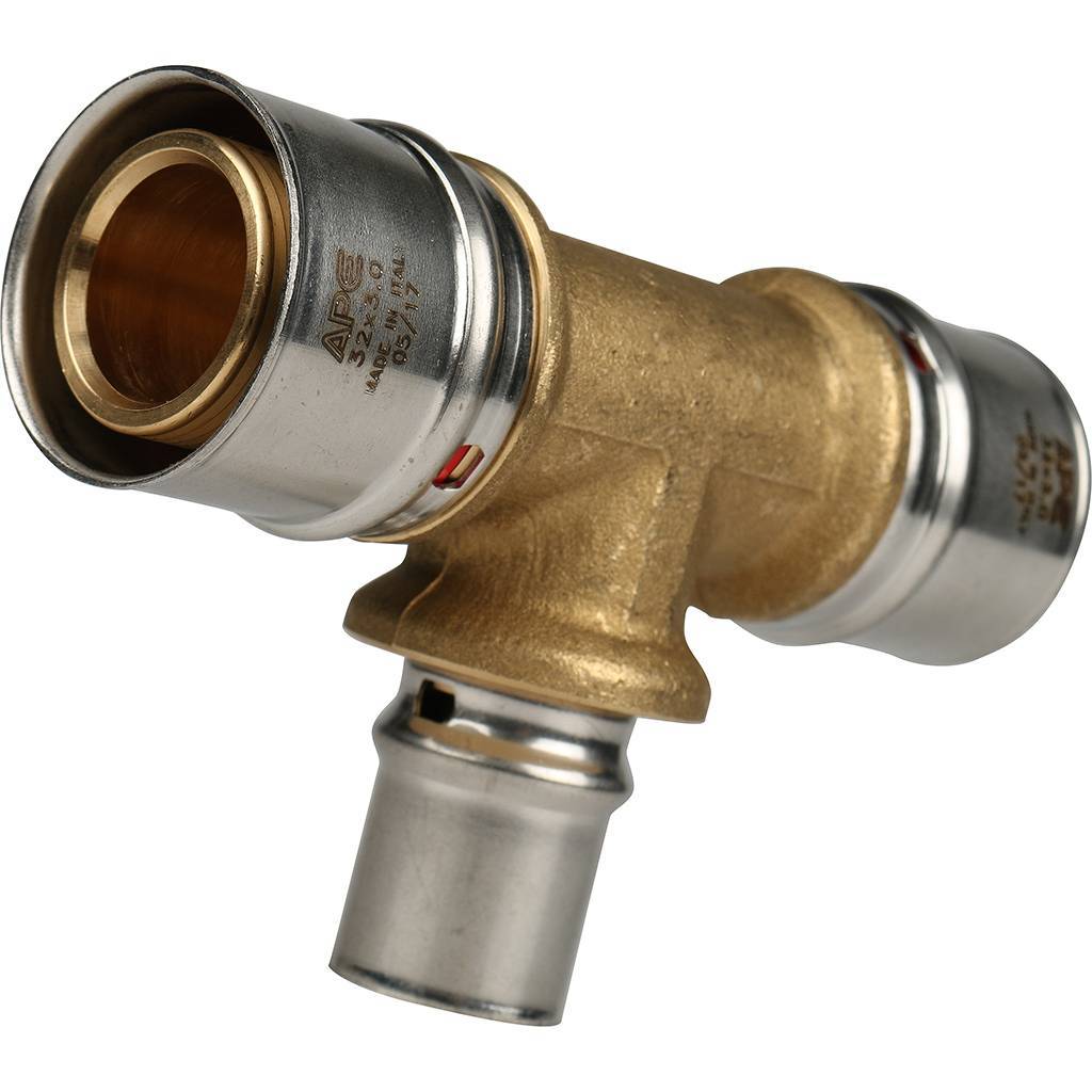 Тройник переходной STOUT 32х20х32 для металлопластиковых труб прессовой, SFP-0005-322032