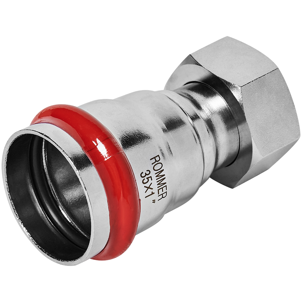 Переходник ROMMER с накидной гайкой-ВР 35х1 из нержавеющей стали прессовой