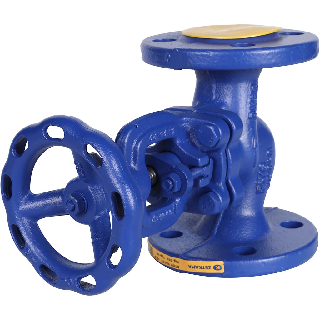 Клапан запорный ZETKAMA 215A Ду32 Ру16 фланцевый из чугуна, 215A032C00