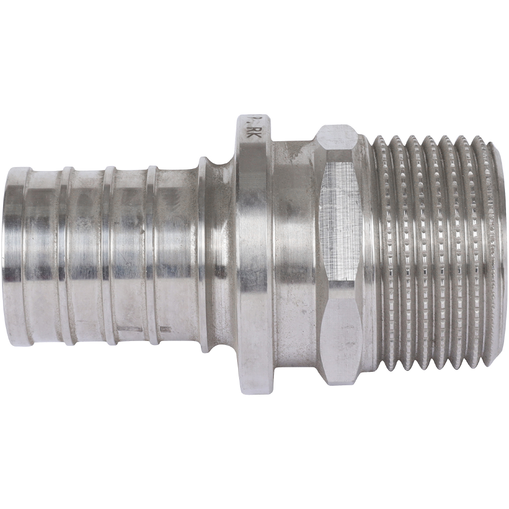 Переходник из нерж. стали РЕХАУ RAUTITAN с наружной резьбой 32 - R 1 для труб из сшитого полиэтилена аксиальный, 11377521001