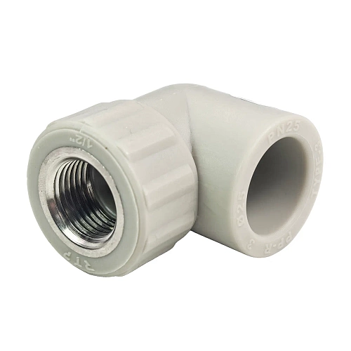 Угольник комбинированный PPR внутренняя резьба 25х 1/2,  серый, РТП