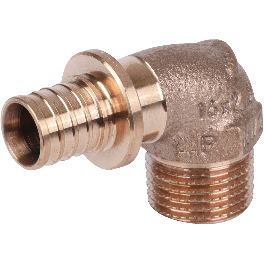 Угольник-переходник РЕХАУ RAUTITAN с наружной резьбой 16-R 1/2 RX+ для труб из сшитого полиэтилена аксиальный, 14563471001