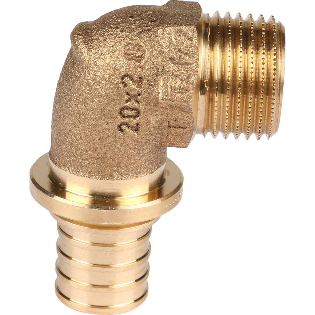 Угольник-переходник РЕХАУ RAUTITAN с наружной резьбой 20-R 1/2 RX+ для труб из сшитого полиэтилена аксиальный, 14563481001