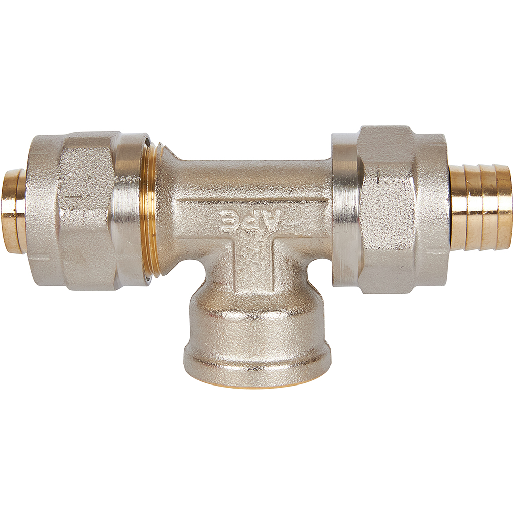 Тройник-переходник STOUT с внутренней резьбой 1/2 х20 для металлопластиковых труб винтовой, SFS-0012-001220