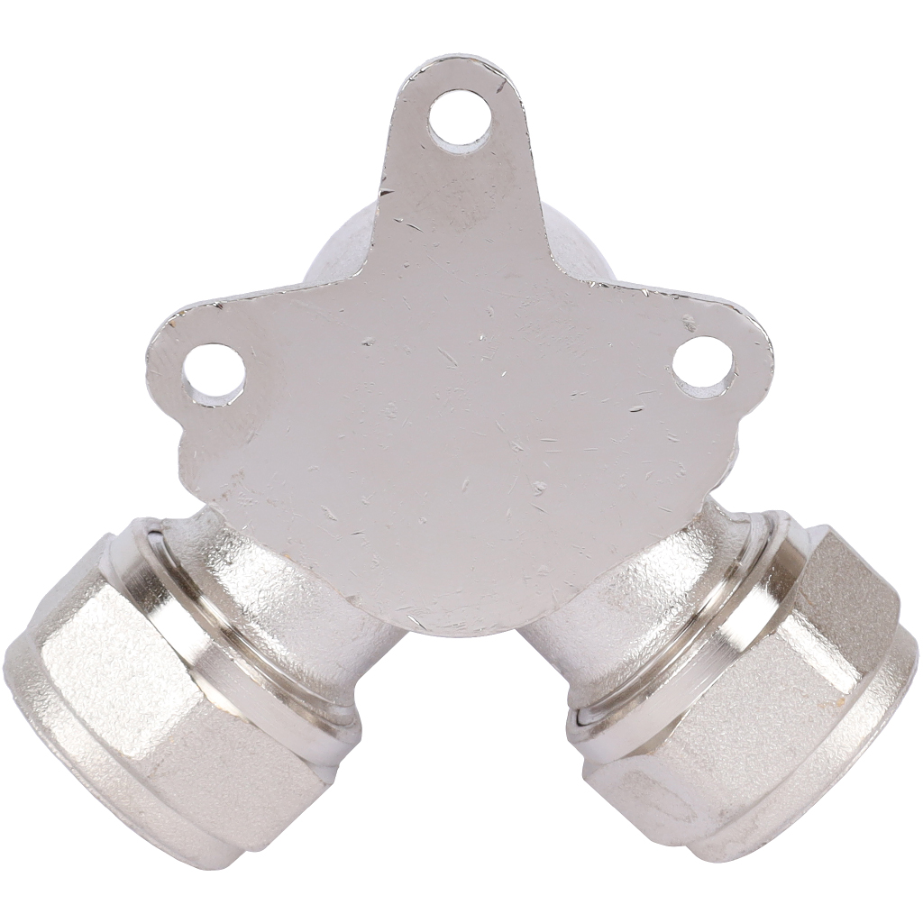 Тройник TIEMME с креплением, внутренняя резьба (16х2.0х1/2) для металлопластиковых труб винтовой, 1600063