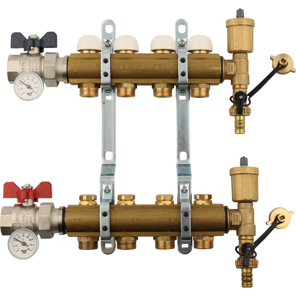 Коллектор в сборе на 4 выхода TIEMME 1х3/4 ЕК, 3870012(3875G060504)