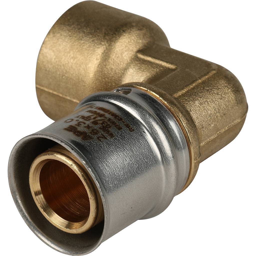 Угольник-переходник STOUT с внутренней резьбой 3/4 х26 для металлопластиковых труб прессовой, SFP-0010-003426