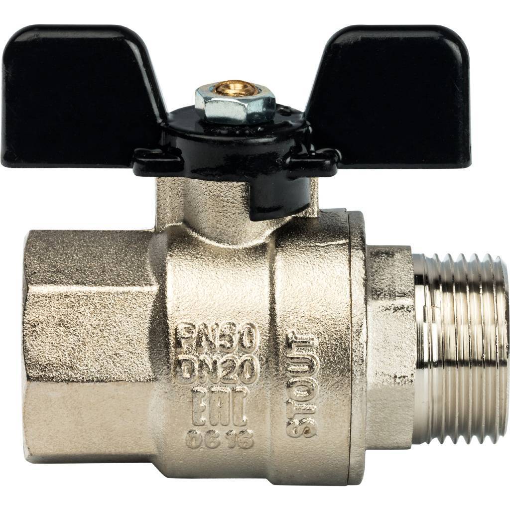 Кран шаровой полнопроходной STOUT ВР/НР, ручка бабочка 3/4, SVB-0004-000020