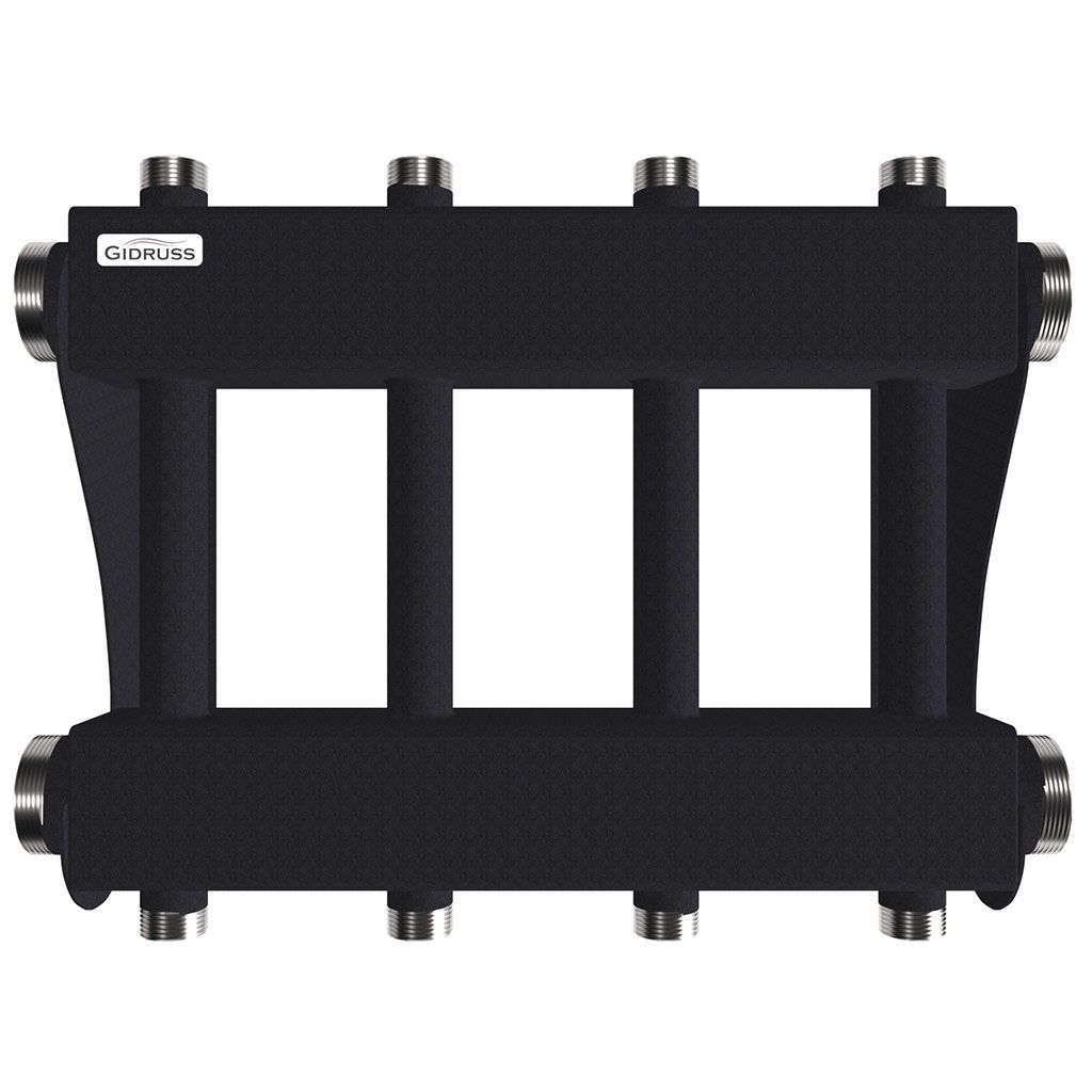 Модульный коллектор GIDRUSS MK-250-4DU (до 250 кВт, 2 магистр. подкл. G 2, 2 контура G 1 вверх и 2 вниз)