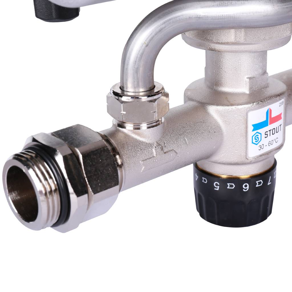 Насосно-смесительный узел STOUT с термостатическим клапаном 30-60°C, с насосом UPSO 25-65, 130 mm, SDG-0120-007001