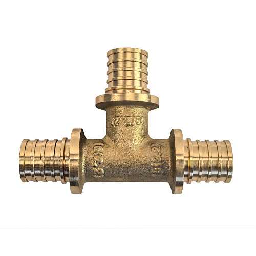 Тройник аксиальный, латунь,32, желтый, RTP