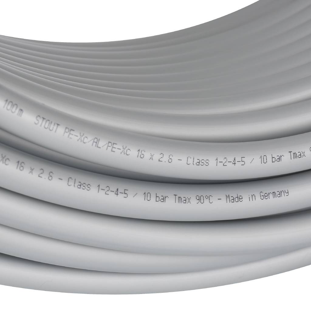 Труба STOUT PEX 16x2,6 стабильная , серая, (бухта 100 м), SPS-0001-001626