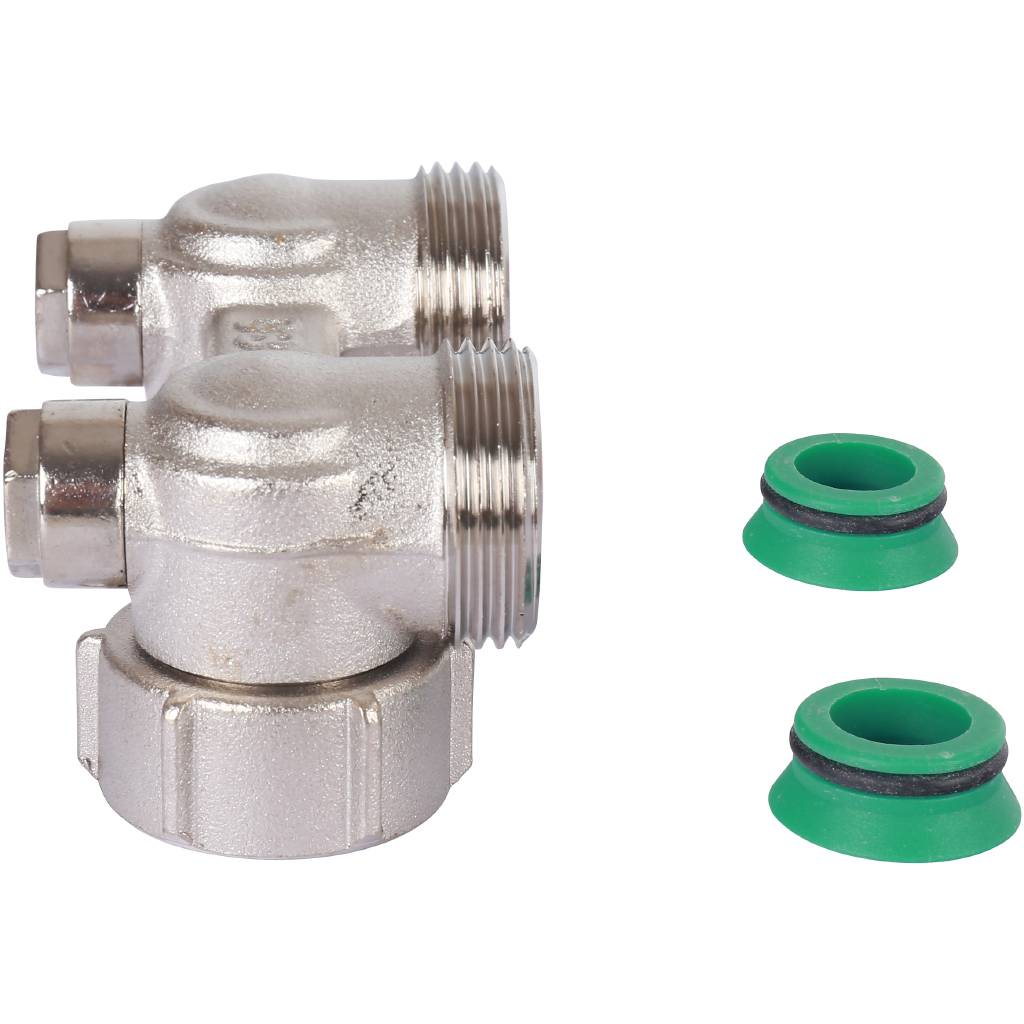 Узел подключения Meibes панельных радиаторов Тип E2/50 угловой, 3/4 BPx3/4 HP, F10016