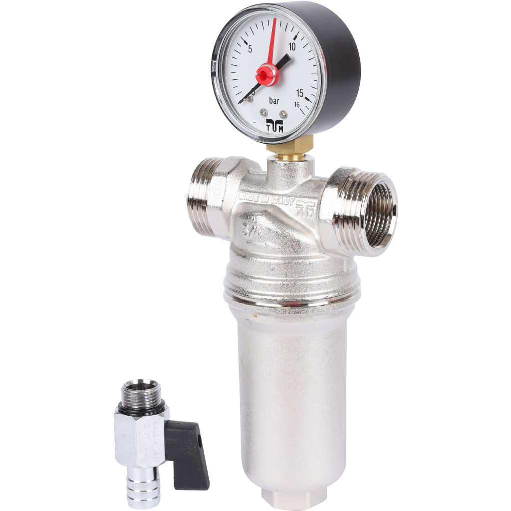 Фильтр с манометром с латунной колбой TIEMME 3/4BP, 3130008(3131N0005)