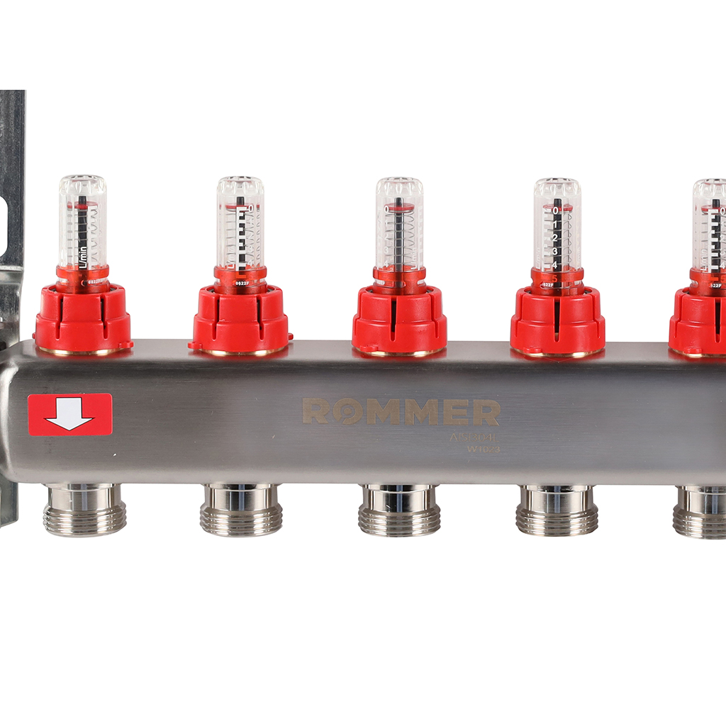 Коллектор из нержавеющей стали с расходомерами ROMMER 5 выходов, RMS-1200-000005