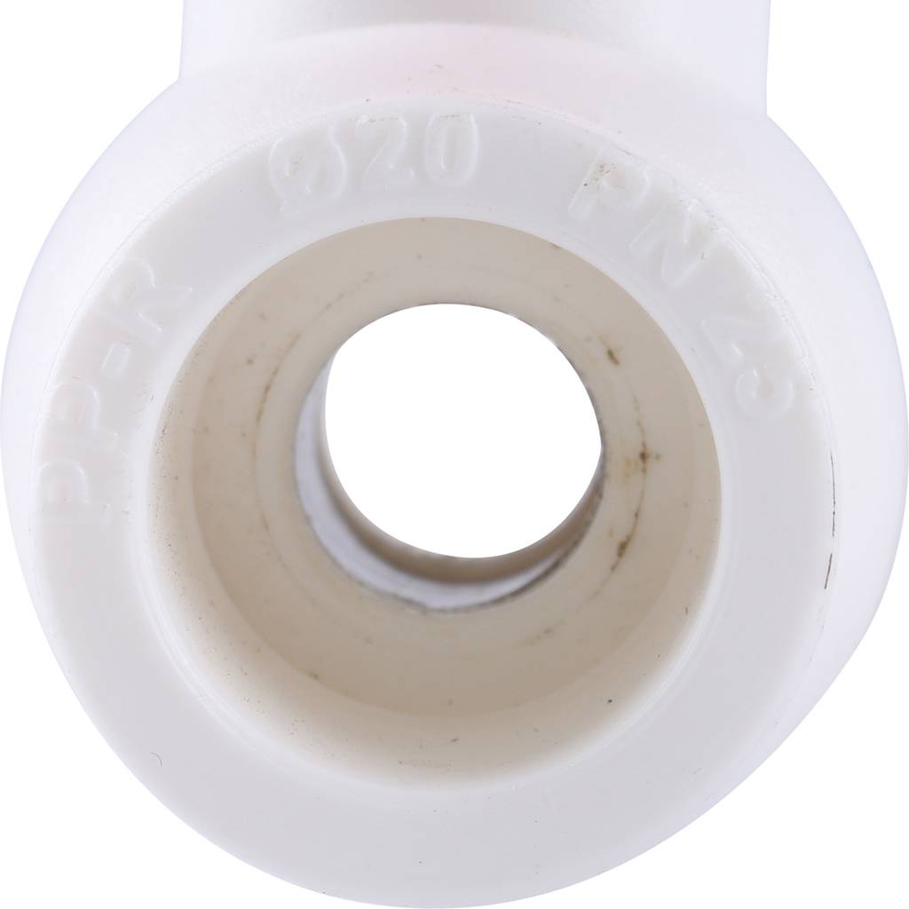 Мини-кран шаровой Kalde с красной ручкой для полипропиленовых труб d=20 для полипропиленовых труб под сварку (цвет белый), 3242-vlm-200002