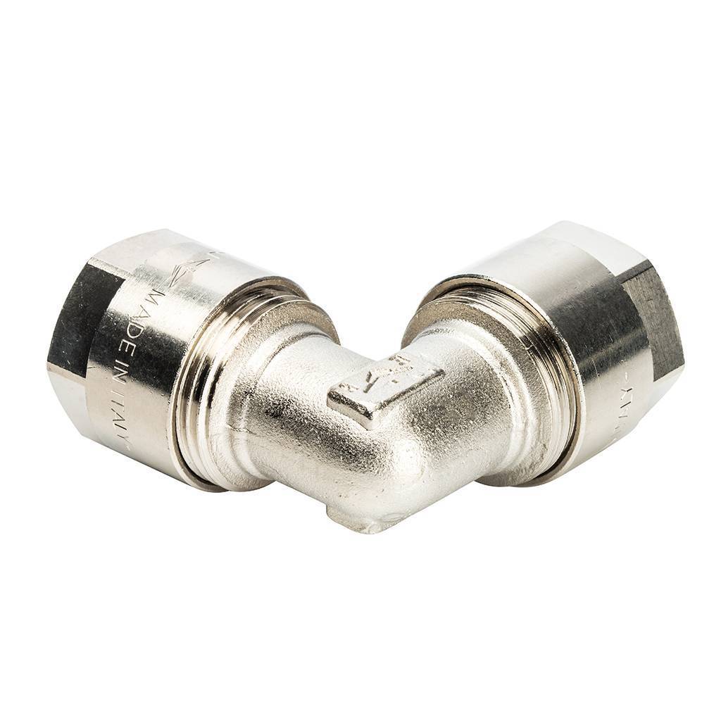 Угольник 90 Prandelli Multyrama (26х3,0) для металлопластиковых труб винтовой, 103.06.02.6