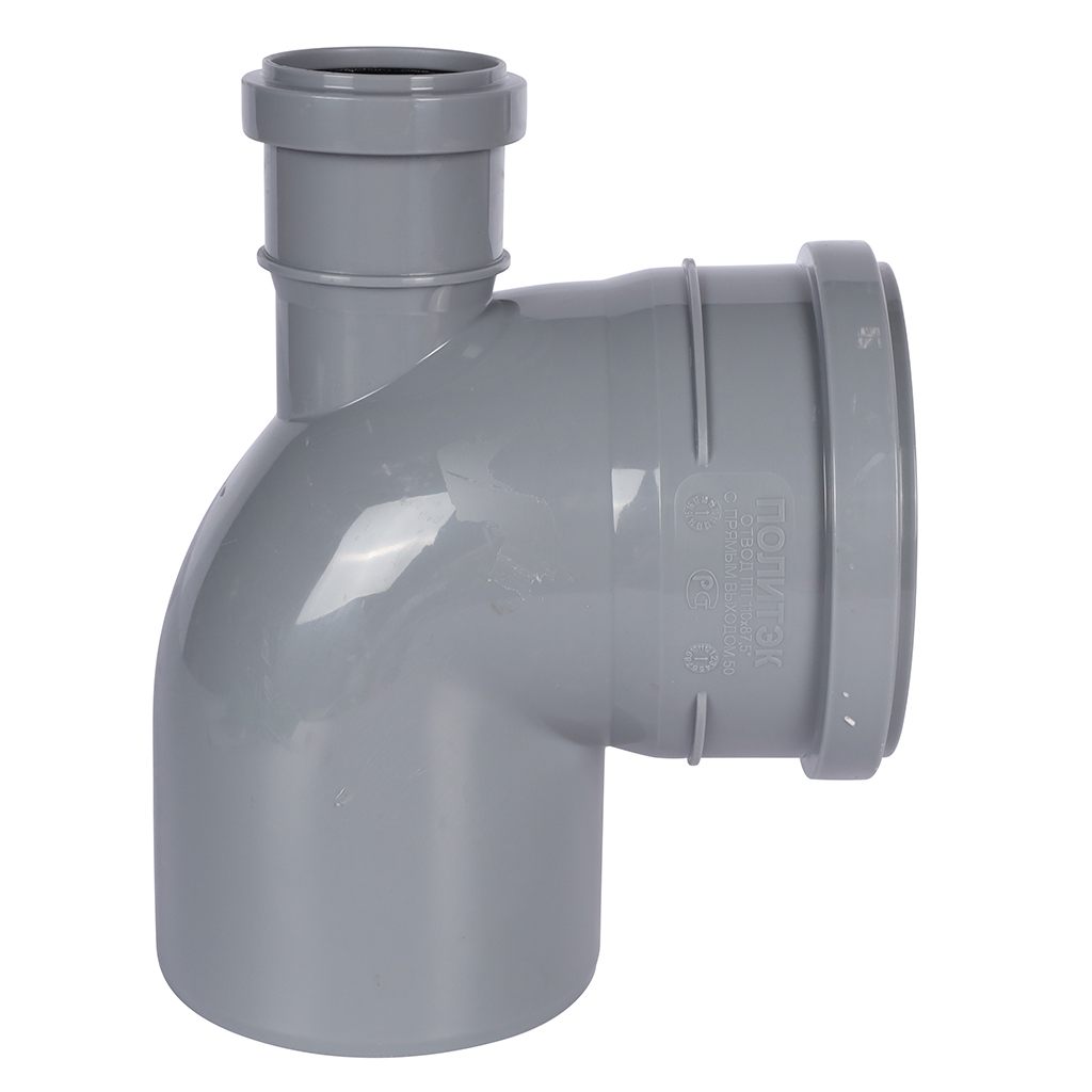 Отвод Политэк 110х90 с выходом 50 прямой, 300111050