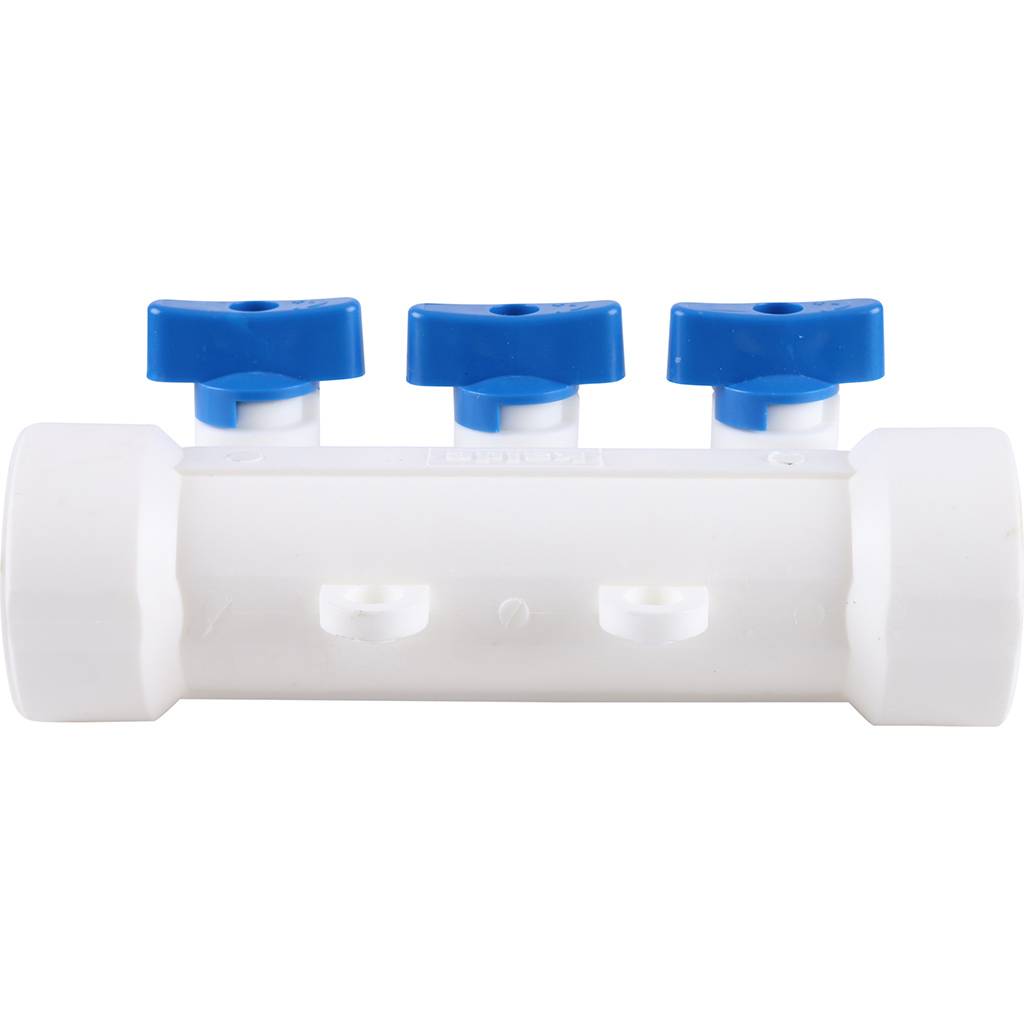 Коллектор с запорными кранами для полипропиленовых труб Kalde (3 выхода)