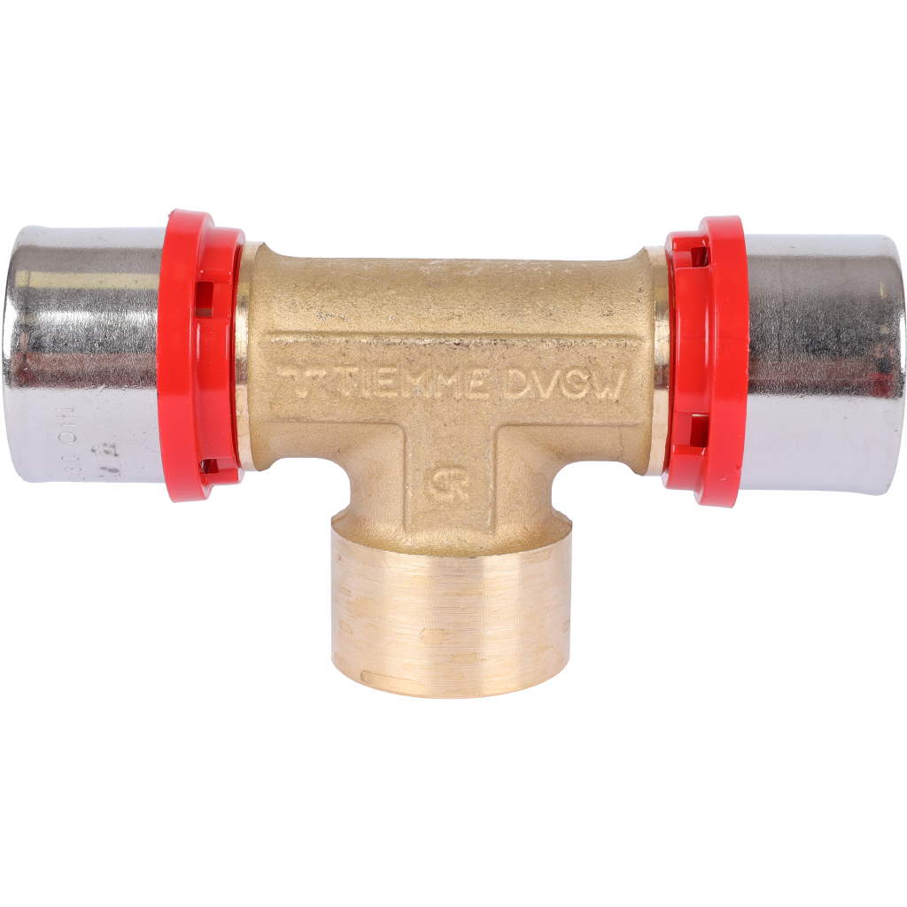 Тройник TIEMME с внутренней резьбой 32х3/4x32 для металлопластиковых труб прессовой, 1650125