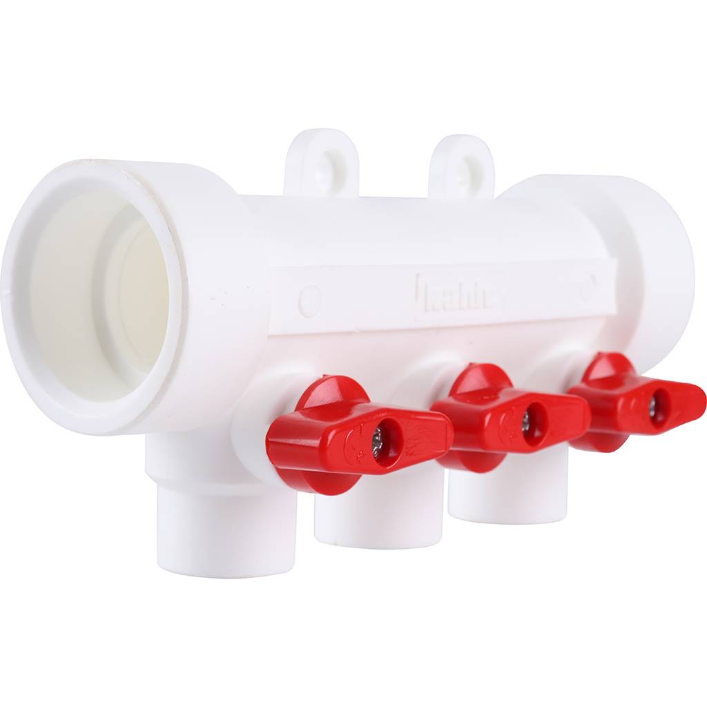 Коллектор с воздухоотводчиком и запорными кранами Kalde (3 выхода)