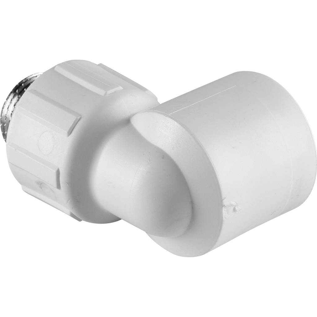 Угольник Политэк 25x3/4 с наружной резьбой для полипропиленовых труб под сварку (цвет белый), 9410002512