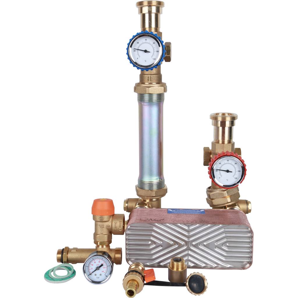 Насосная группа STOUT SDG-0038 с теплообменником 28 пластин, без насоса в теплоизоляции, SDG-0038-282501