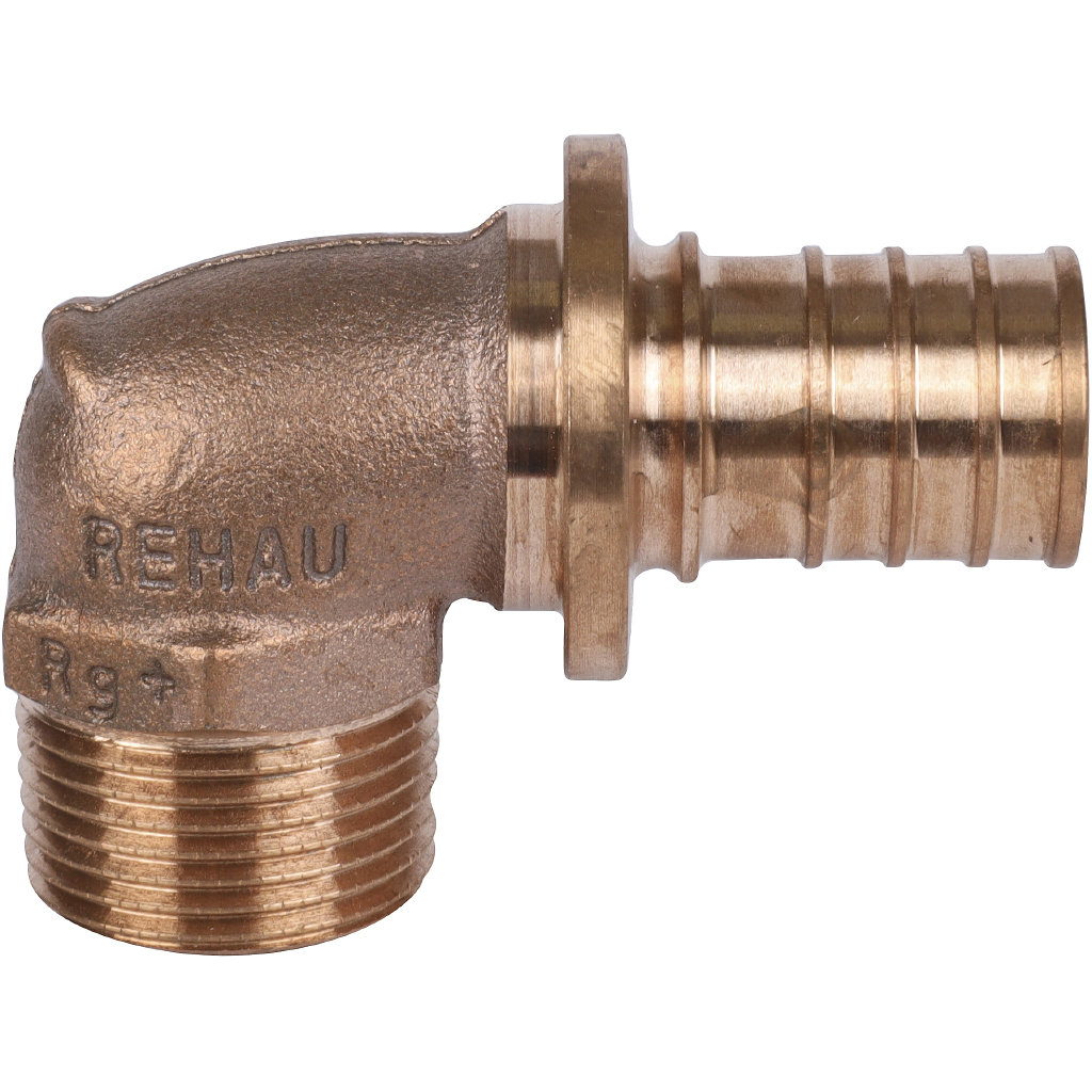 Угольник-переходник РЕХАУ RAUTITAN с наружной резьбой 25-R 3/4 RX+ для труб из сшитого полиэтилена аксиальный, 14563501001
