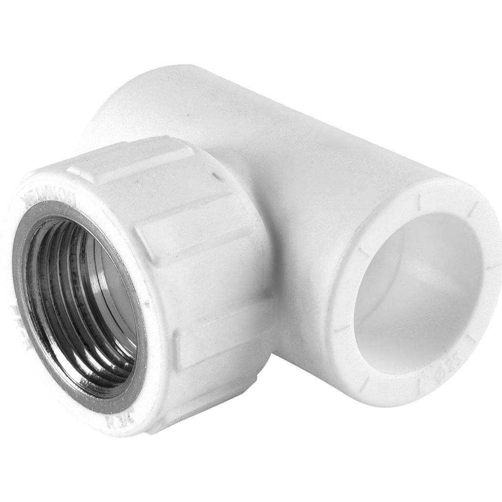 Тройник Политэк 25х3/4 с внутренней резьбой для полипропиленовых труб под сварку (цвет белый), 9500002534