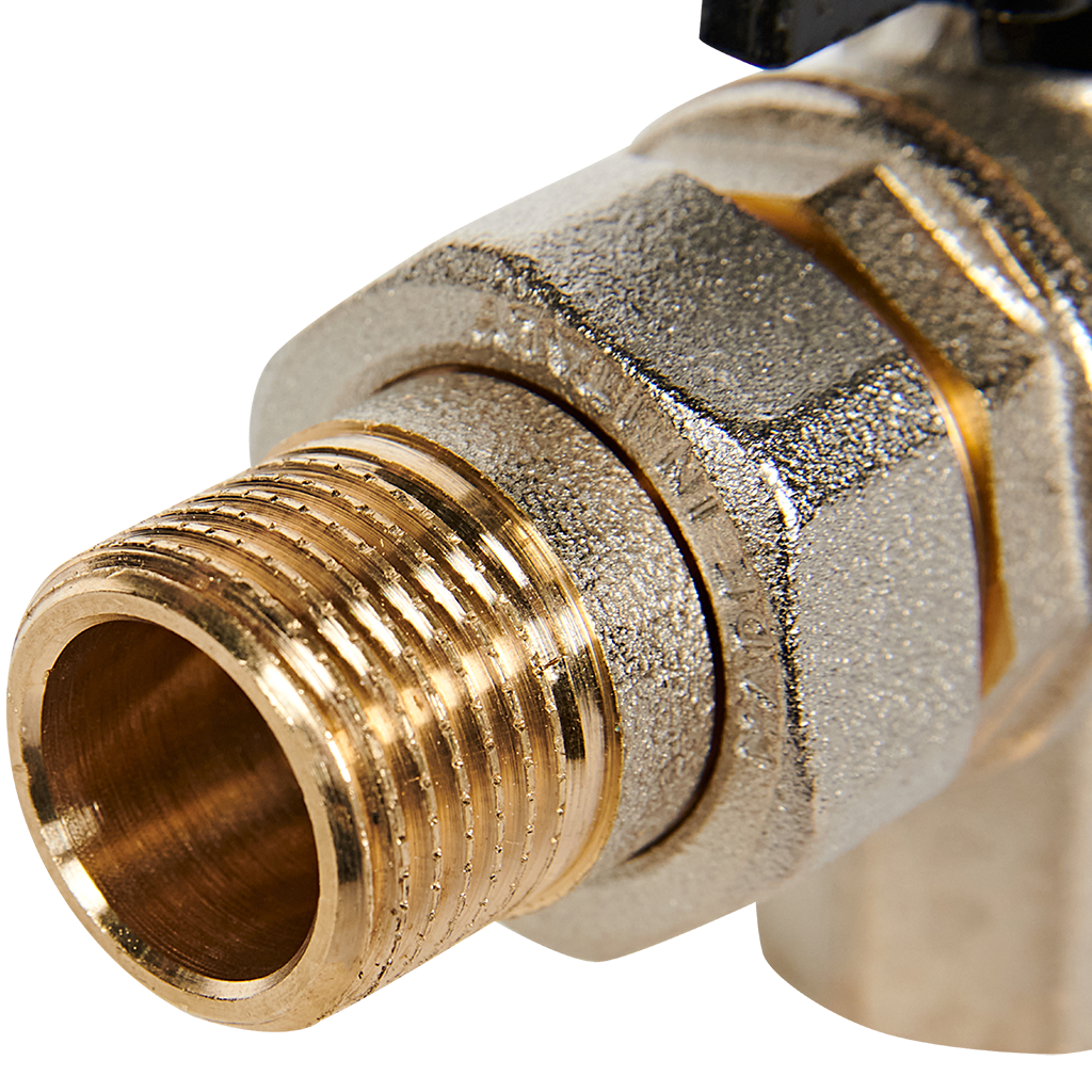 Кран шаровой BUGATTI Oregon угловой с полусгоном (ручка-бабочка) внут-наруж резьба 1/2