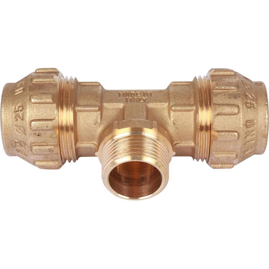 Тройник TIEMME с наружной резьбой 25х3/4х25 для труб ПНД винтовой, 3400069