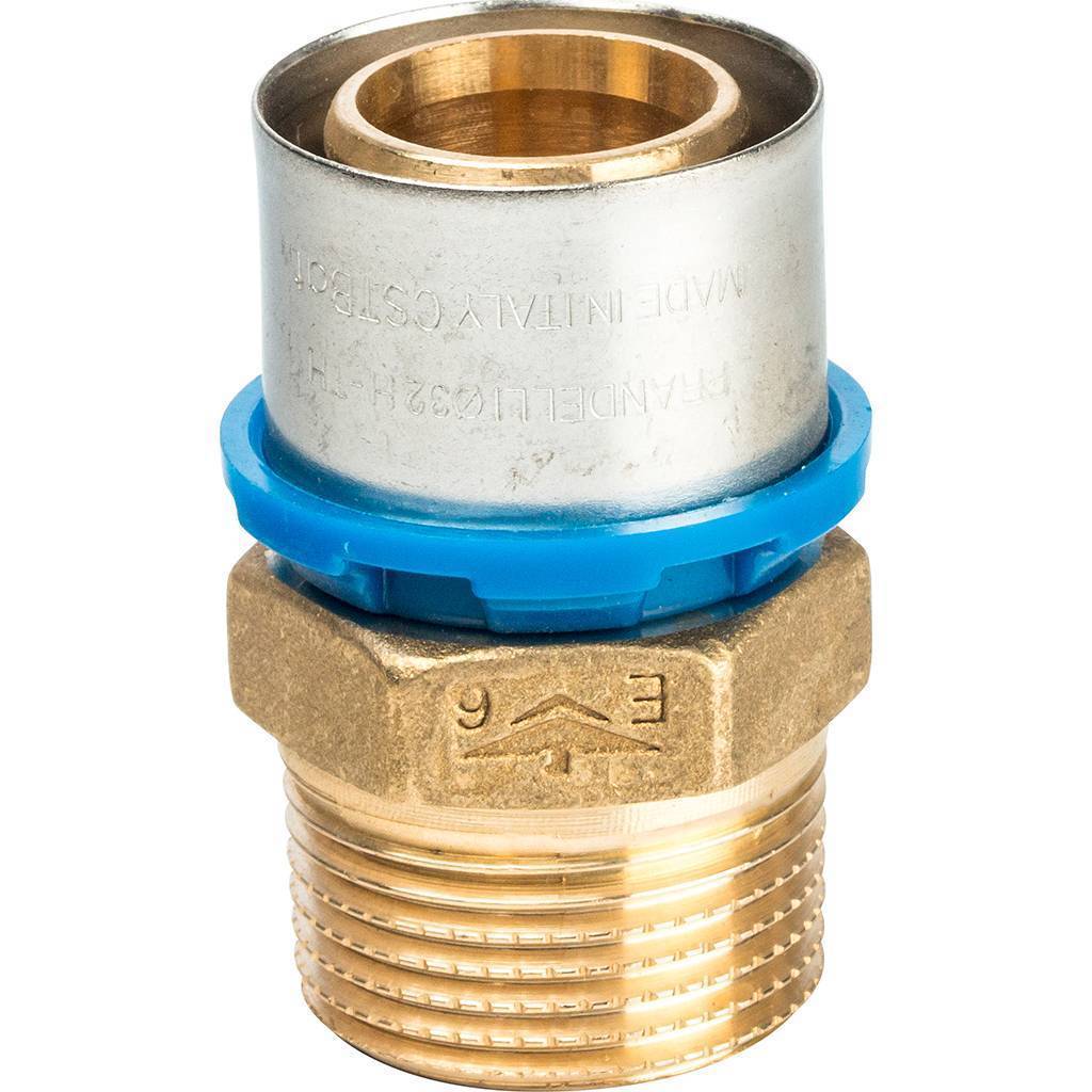 Муфта Prandelli Multyrama с нар.рез.(32х3)х1 профиль H, TH, U для металлопластиковых труб прессовой, 509.01.13.2