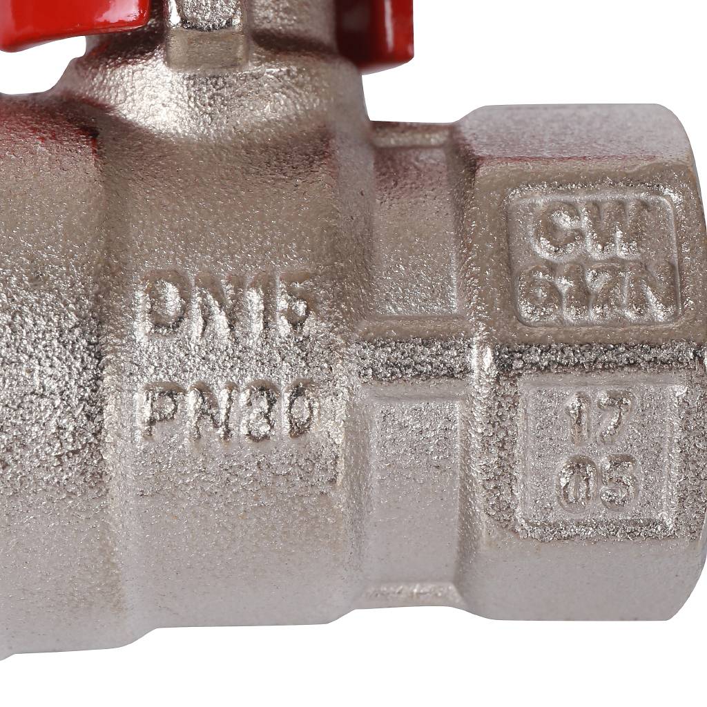 Кран шаровой стандартнопроходной STOUT ВР/НР, ручка бабочка 1/2 (красная ручка), SVB-1014-000015