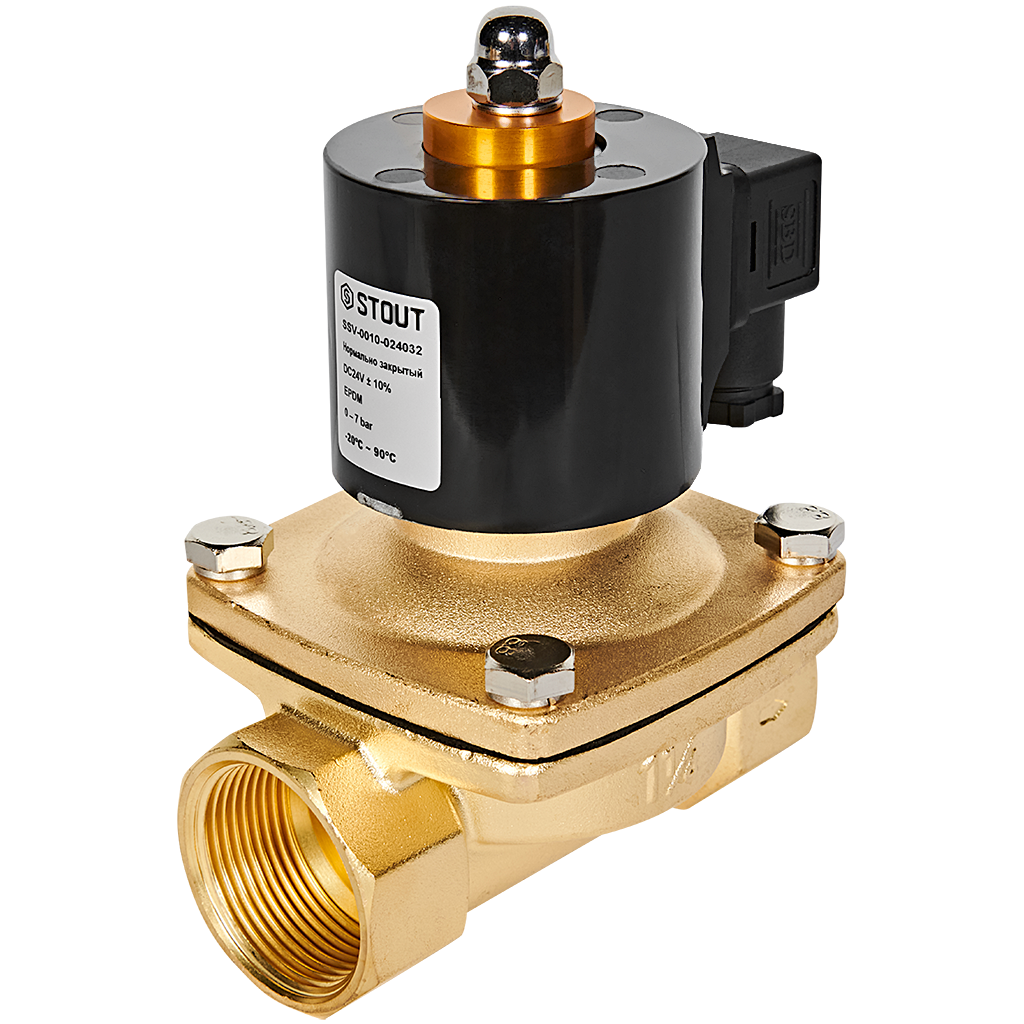 STOUT Клапан соленоидный (электромагнитный) прямого действия НЗ 24В G1 1/4 SSV-0010-024032